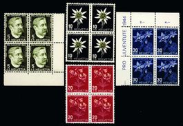 1944, Pro Juventute, Viererblöcke, SBK 28.– **