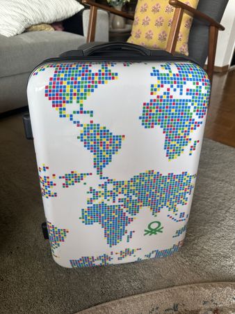 Original Benetton Rollkoffer / Handgepäck Koffer - Weltkarte
