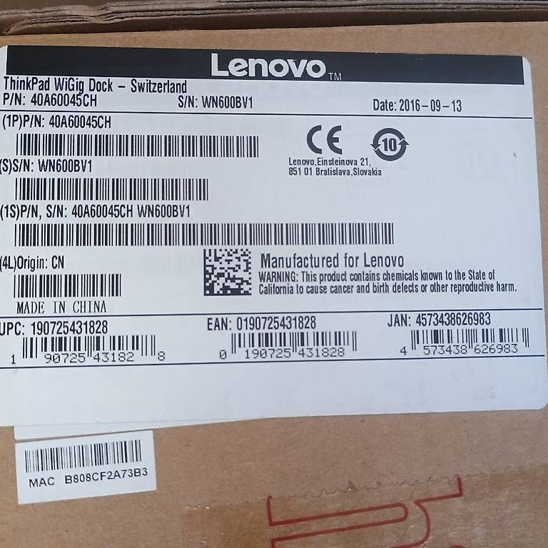 Lenovo Docking station: Lenovo Thinkpad WiGig Docking Station - originalverpackt – Usato da Arlesheim venduto da rombe 3