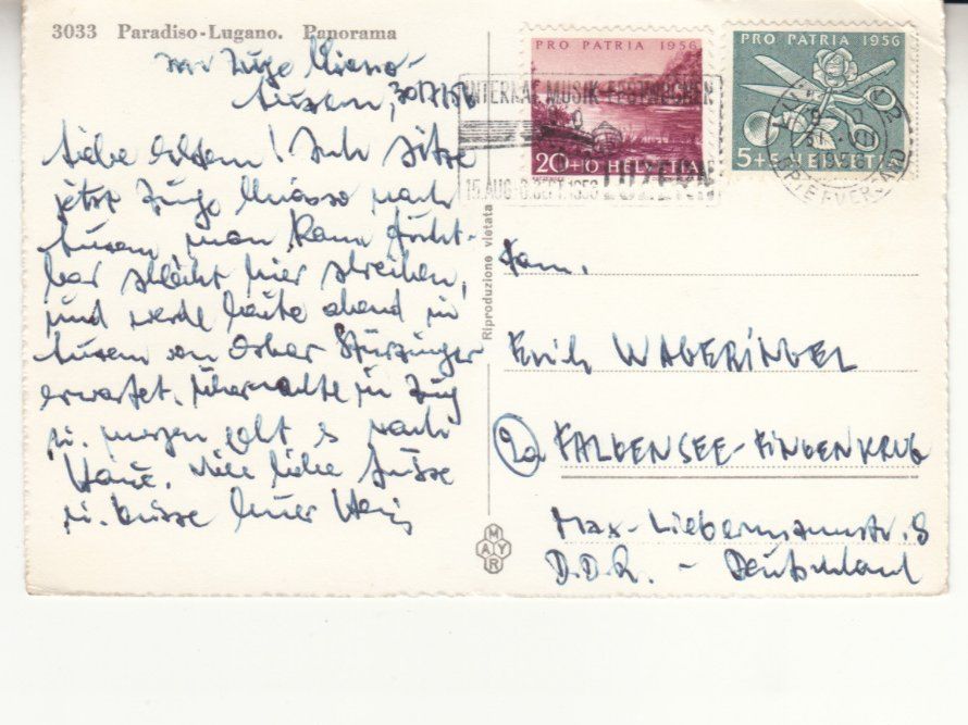 Ansichtskarten: Lugano Paradiso 1956 – Gebraucht aus Bürglen TG von StampGraf 1