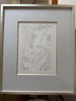 Maurice Barraud Dessin Encadré: Couple au Bateau,