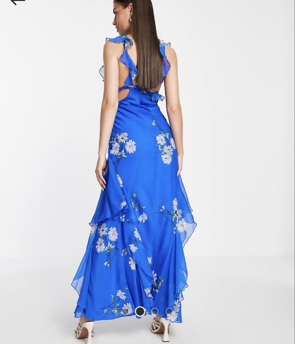 Asos Vestiti: Blue Floral Ruffle Maxi Dress – Nuovo (secondo la descrizione) da Zürich venduto da BettinaMarie2308 1
