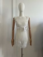 Ivory Lace & Tulle Mini Dress with Bow Detail - size M