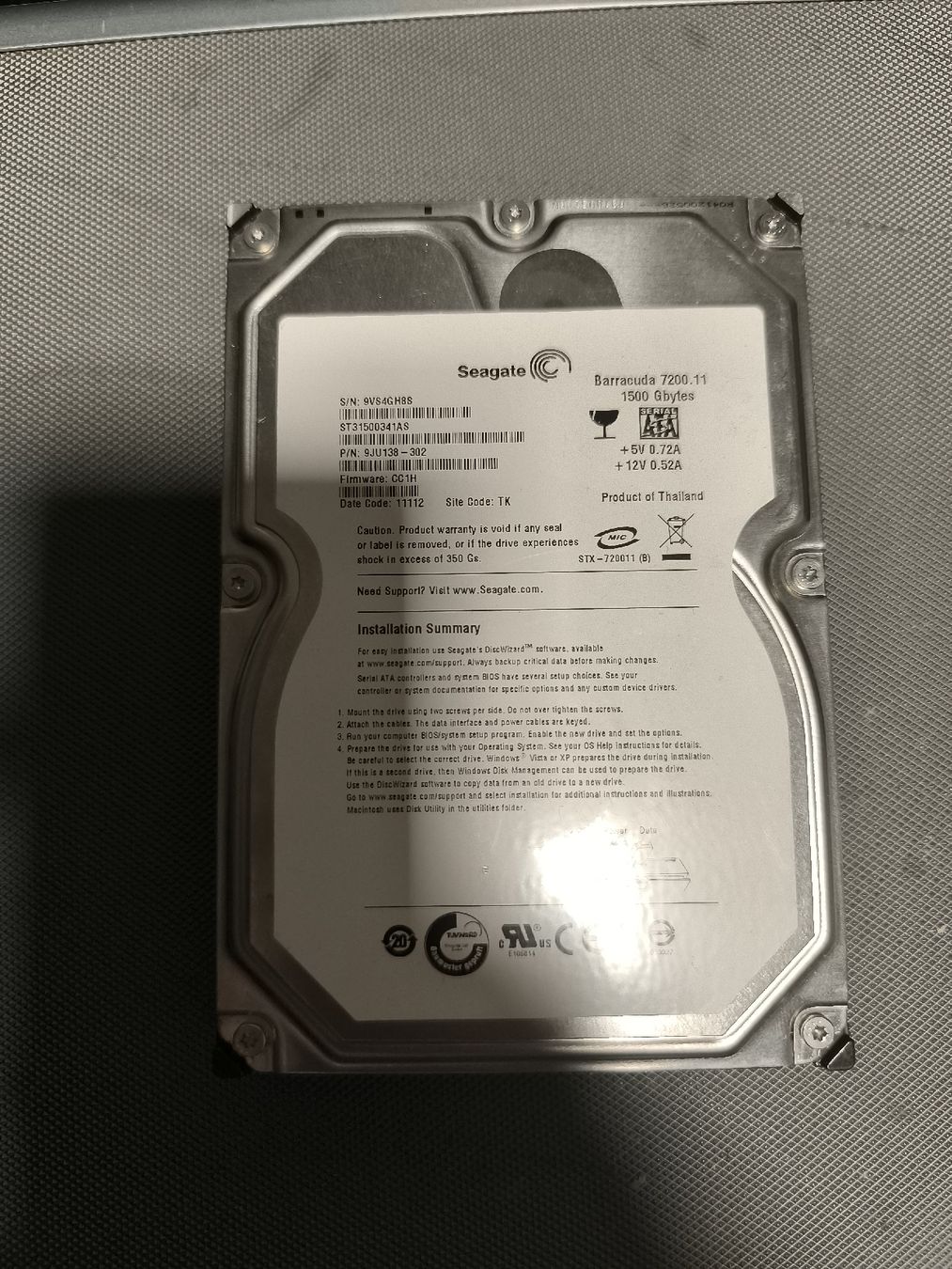 Seagate Harddisks: Seagate Barracuda 7200.11 1500 GB Festplatte – Gebraucht aus Welschenrohr von 3liah