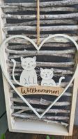 Herz gross Willkommen  mit Katzen