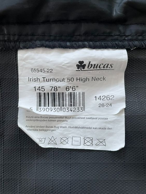 Couverture Extérieur Cheval 50g - Col Haut Imperméable - Taille 145 Cm - Noir Liseré Or - Bucas Irish Turnout