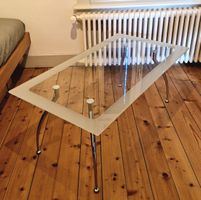 Couchtisch Glas Frosted modern mit Chrombeinen