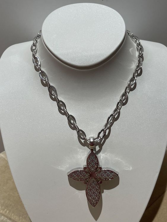 Produktbild von Blauer Opal Und Sterling Silber Kreuz Anhänger, Christen Geschenk, Jesus Criss Symbol