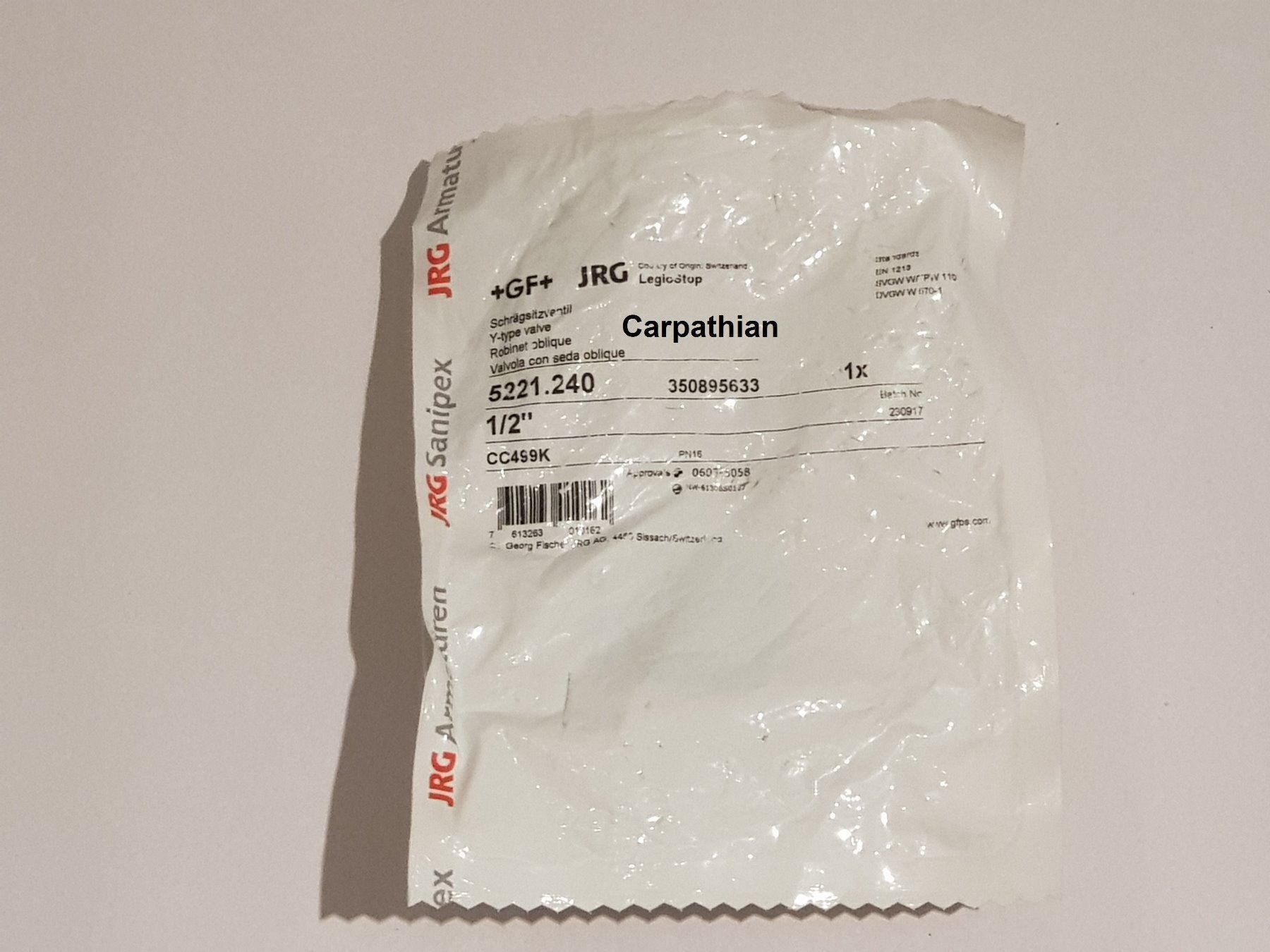 Rubinetteria: Schrägsitzventil 1/2" JRG – Nuovo e nell'imballaggio originale da Unterlunkhofen venduto da Carpathian 3