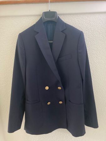 Marineblauer Doppelreiher Cool Wool Blazer, Top Zustand