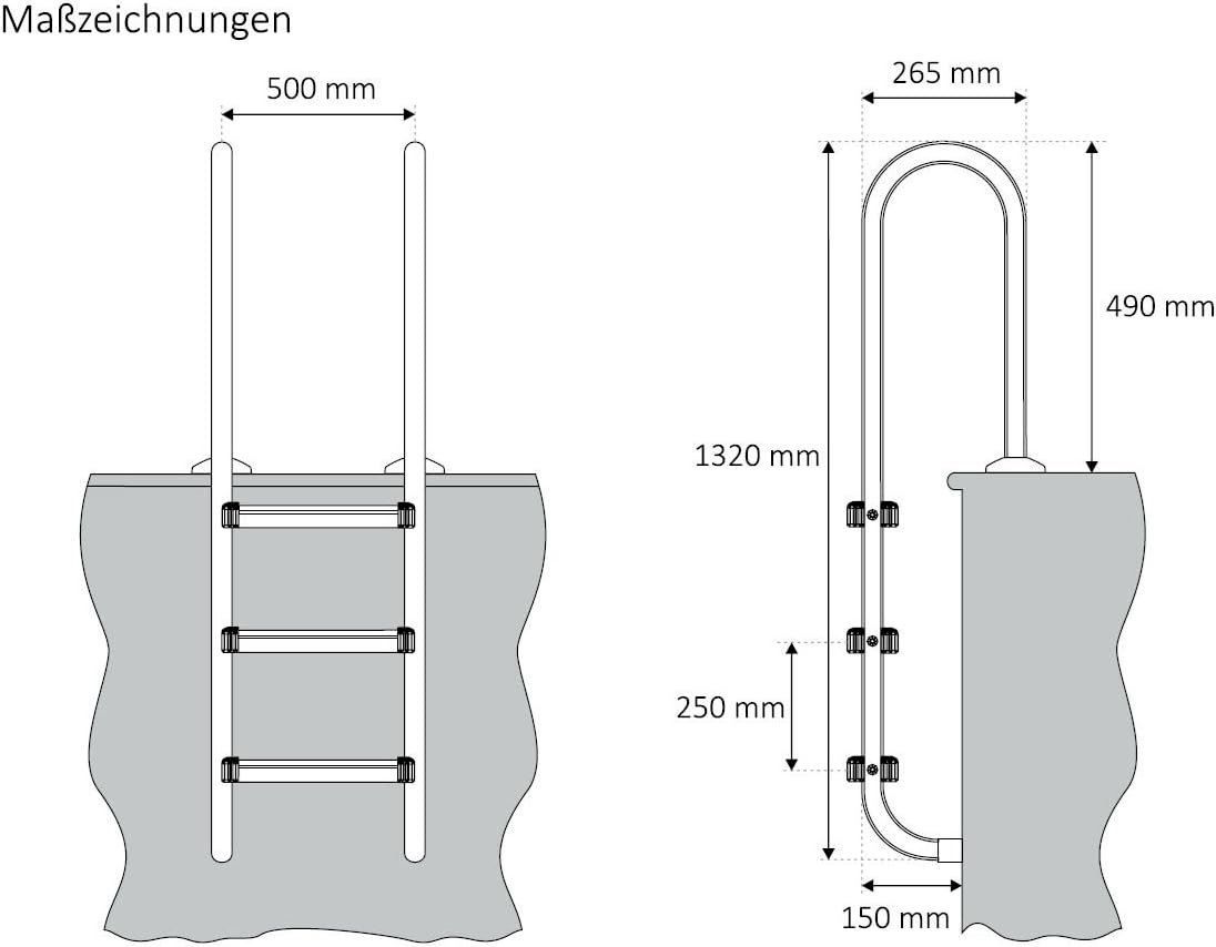 Piscine: Edelstahl Poolleiter mit 3 Stufen – Nuovo e nell'imballaggio originale da Bottighofen venduto da zaap 2