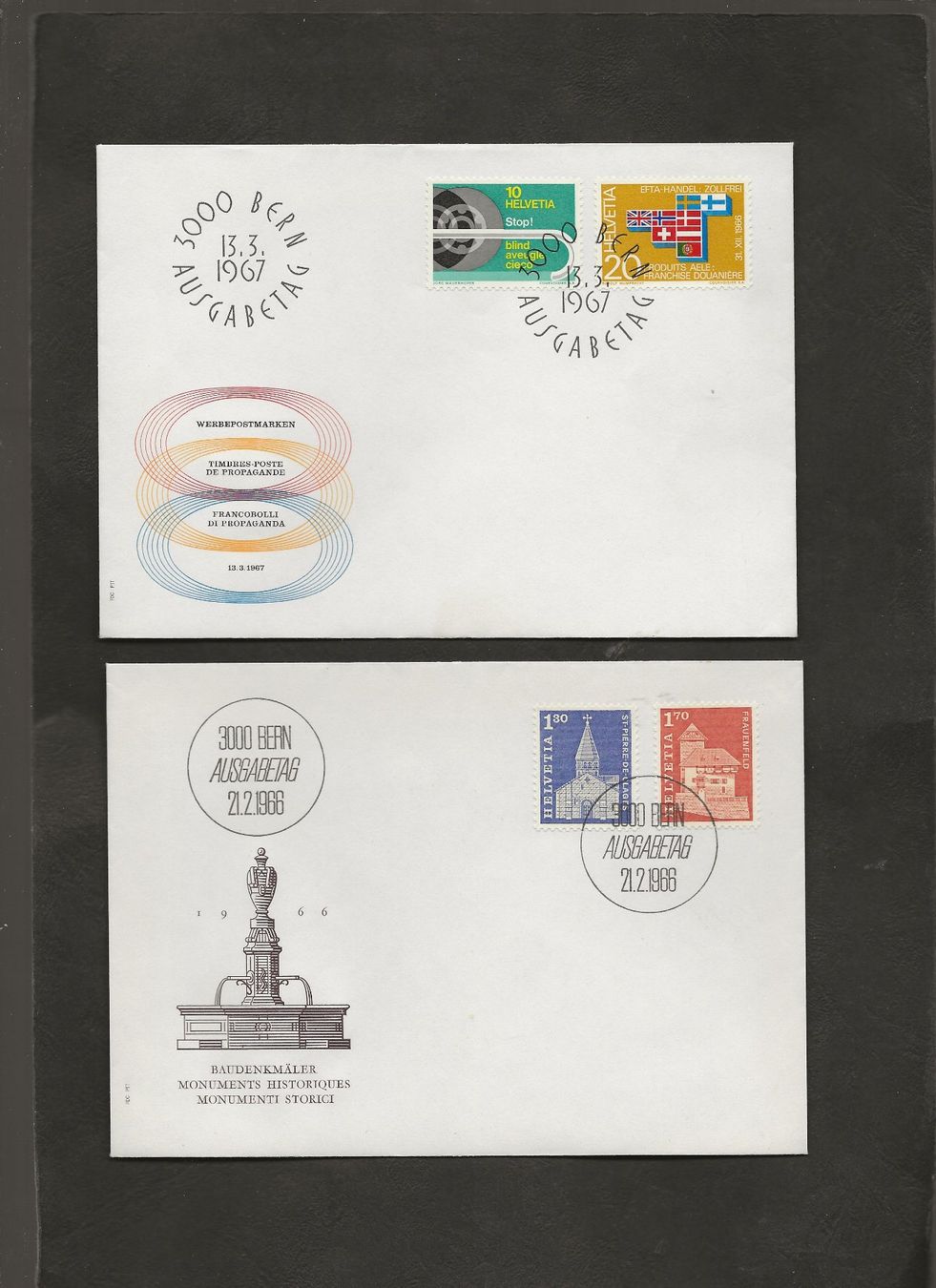 Alle Briefmarken: Schweiz 12 FDC 1959 bis 1967 – Gebraucht aus Au ZH von xelagreb01 2