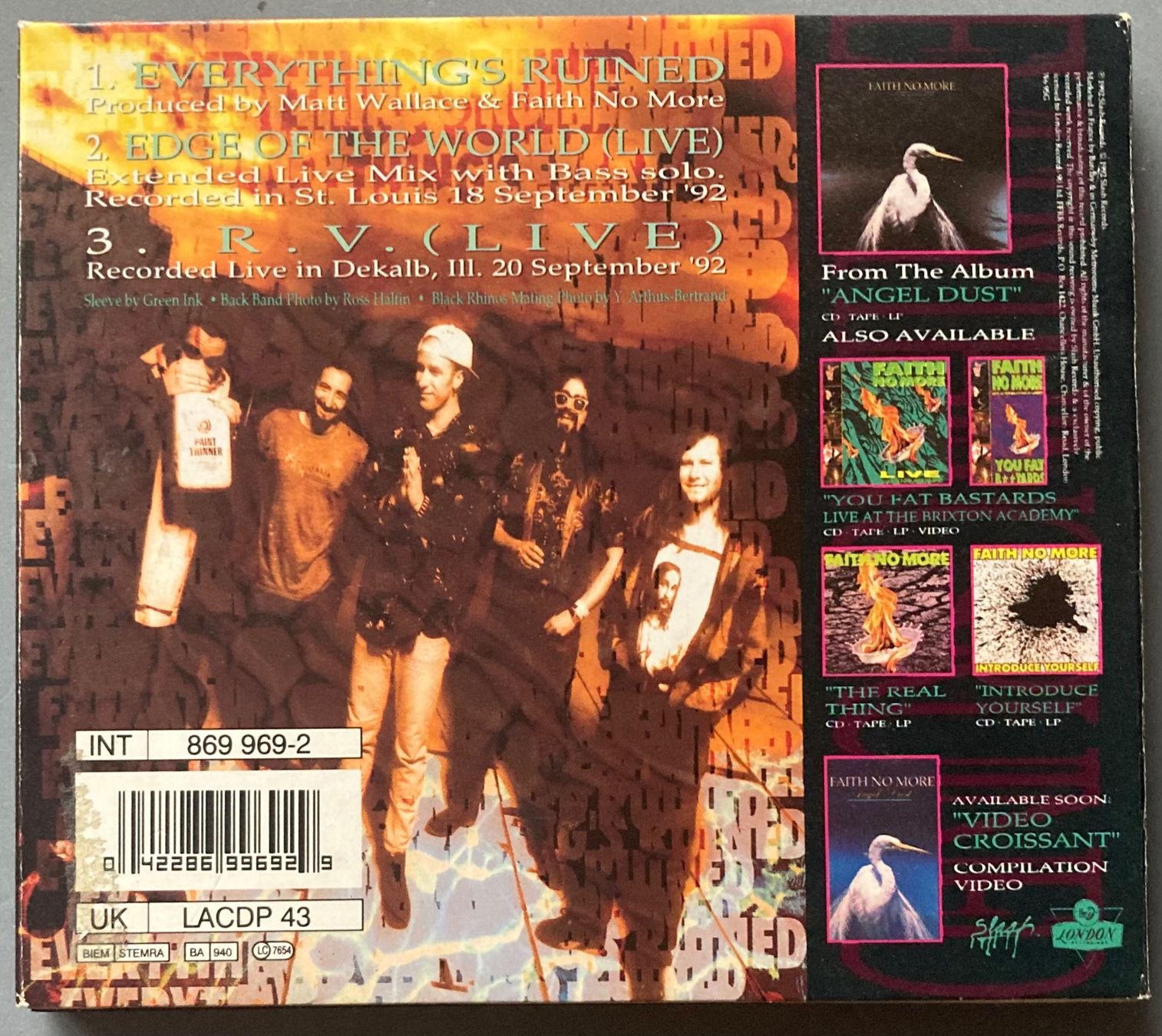 CD: FAITH NO MORE - EVERYTHING'S RUINED – Usato da Poliez-Pittet venduto da Newtown-Records 1