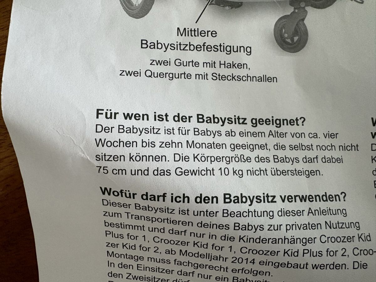Hamac: Croozer Babysitz Kinderanhänger – D'occasion à Uhwiesen par FehrN 6