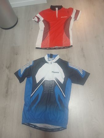 2x Radtrikot BRUNEX rot/blau kurzarm  guter Zustand: Gr :M/L