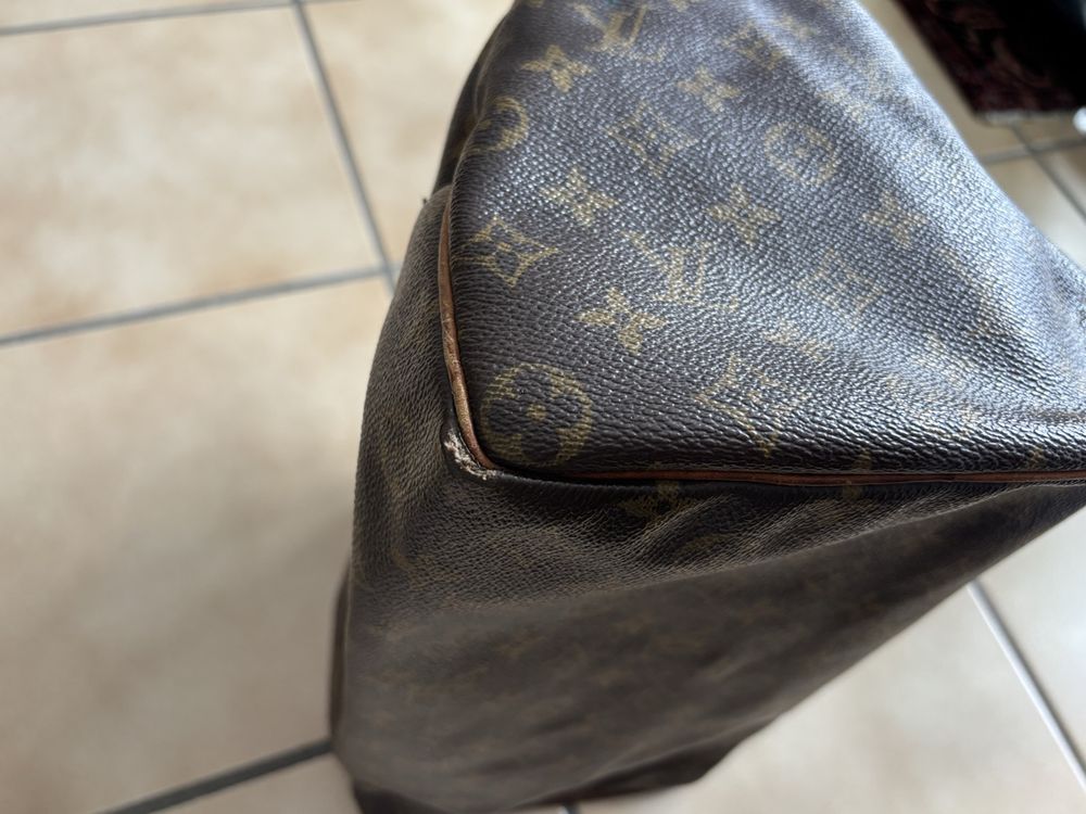 Sac à Main Vintage Banane En Fausse Fourrure Marron - Excellent état