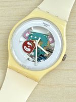 Swatch Armbanduhr skelettiert weiss gebrauchter Zustand