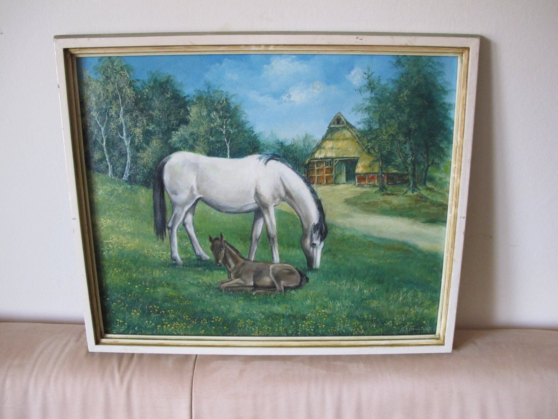 Dipinti: Bild Landschaft Mit Pferde Gemalt – Usato da Altnau venduto da LinaAuktion