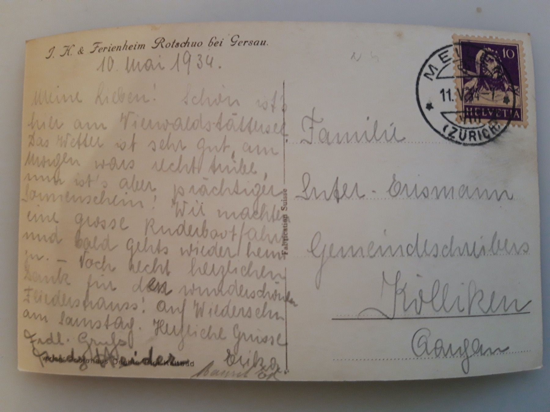 Cartoline postali: Ferienheim Rotschuo bei Gersau – Usato da Sargans venduto da nicsam1815 1