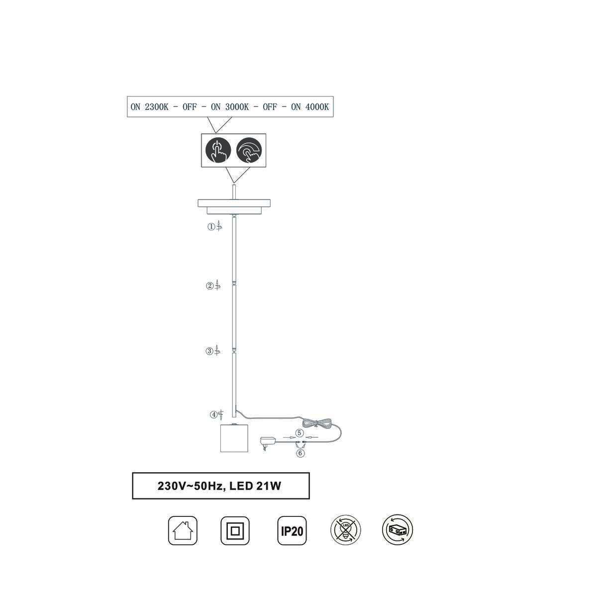 Lampade: LED Stehleuchte, CCT, 138 cm Höhe – Nuovo (secondo la descrizione) da Kreuzlingen venduto da Smart-Light 8