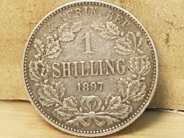 Südafrika: One Shilling 1897 VZ. 925 Silber, selten. #78