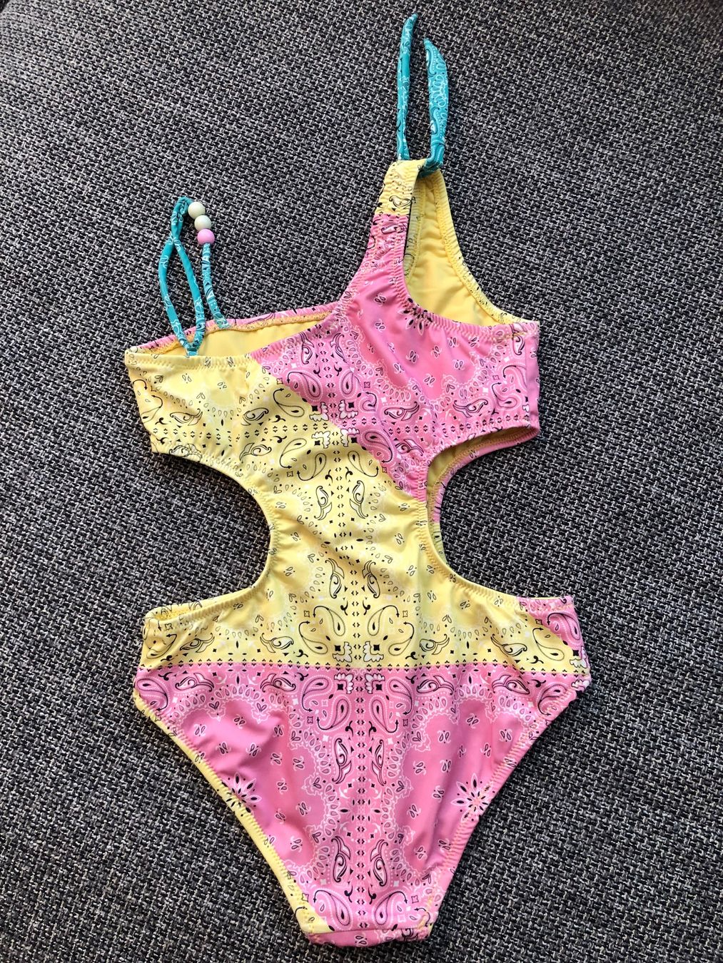 Costumi da bagno & Bikini: Pink-Blaues Badekleid mit Perlen – Nuovo (secondo la descrizione) da Langnau am Albis venduto da snla_scc9 2