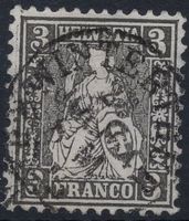 3 Rp. Sitzende Helvetia mit Vollstempel WINTERTHUR