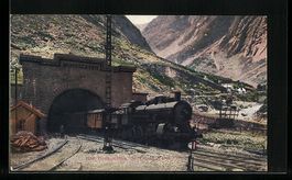 Gotthardbahn fährt duch gr. Tunnel, Sch