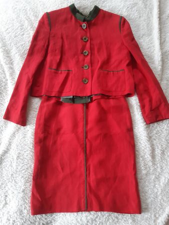 Mothwurf red and olive green linen suit size 34/36
