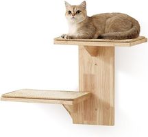 Kletterwand Katze, 2 Plattform,aus Massives Gummiholz,40,6cm