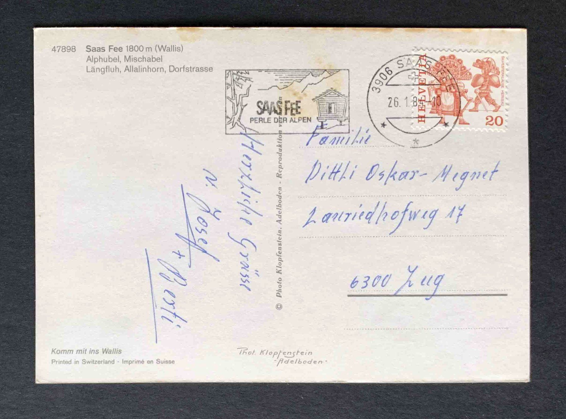 Cartes postales: AK Saas Fee Wallis – D'occasion à Goldau par artelier1 1