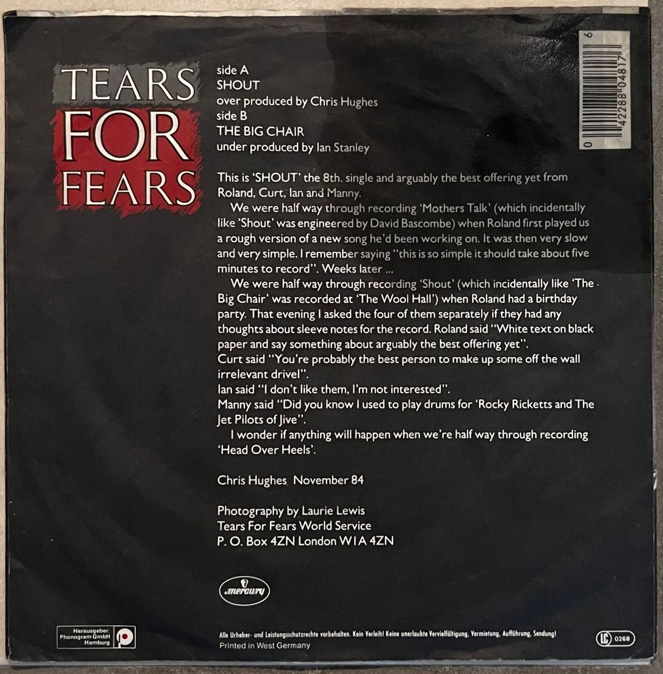 Vinyles: TEARS FOR FEARS - SHOUT – D'occasion à Bussigny par vinyl-pas-cher 1