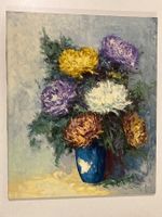 G. Szekelly Stilleben signiert mit Blumen in blauer Vase