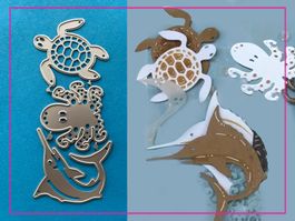 Octopus, Schildkröte, Schwertfisch - Stanzschablone