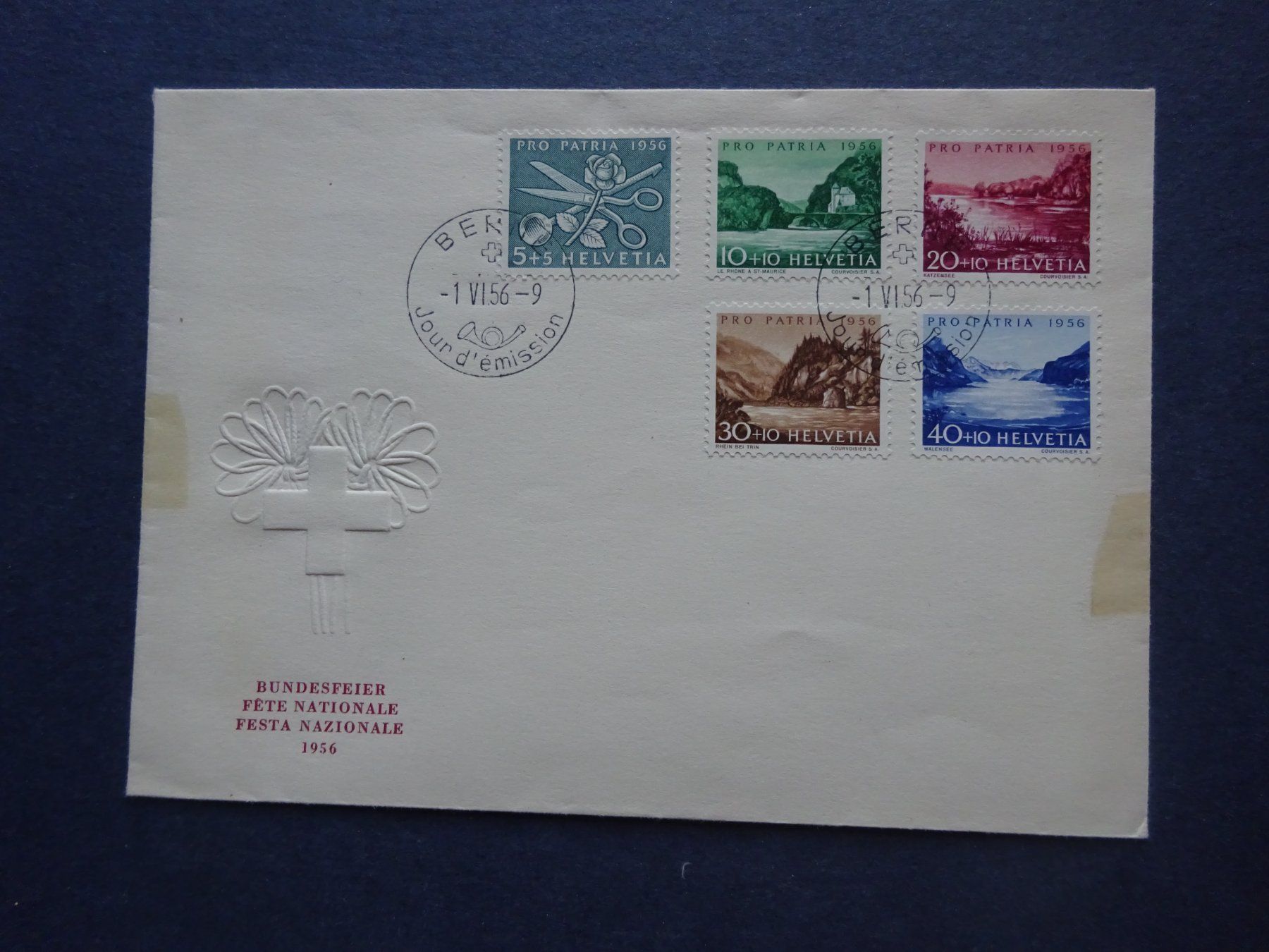 Tutti i francobolli: 1956 Pro Patria FDC BERNE - Adresslos – Usato da Appenzell-Steinegg venduto da adi1975