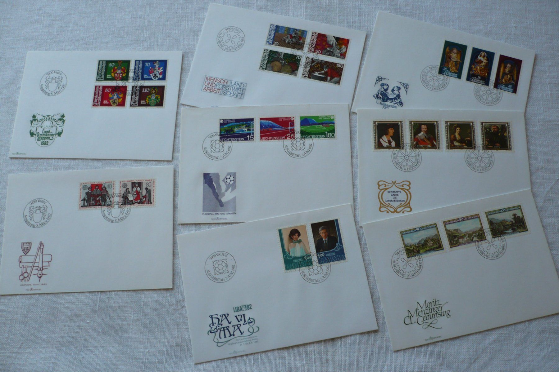 Tutti i francobolli: FL 1982 Neuausgaben 8 FDC – Usato da Zürich venduto da saltandpepper008