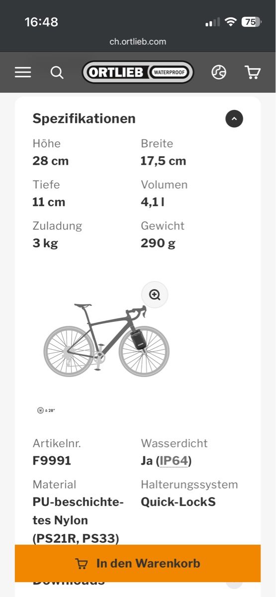 Ortlieb Borse: ORTLIEB Fork-Pack - Grösse 4.1L - Anzahl 2 – Usato da St. Gallen venduto da BikeladyShop 4