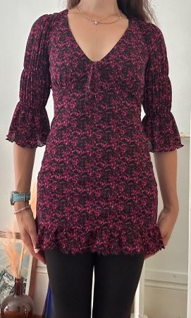 Mini-robe fleurie, idéale pour l'été, taille 34