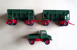 Wiking H0 N° 40427 Unimog U 1500 mit zwei Kohlenanhängern
