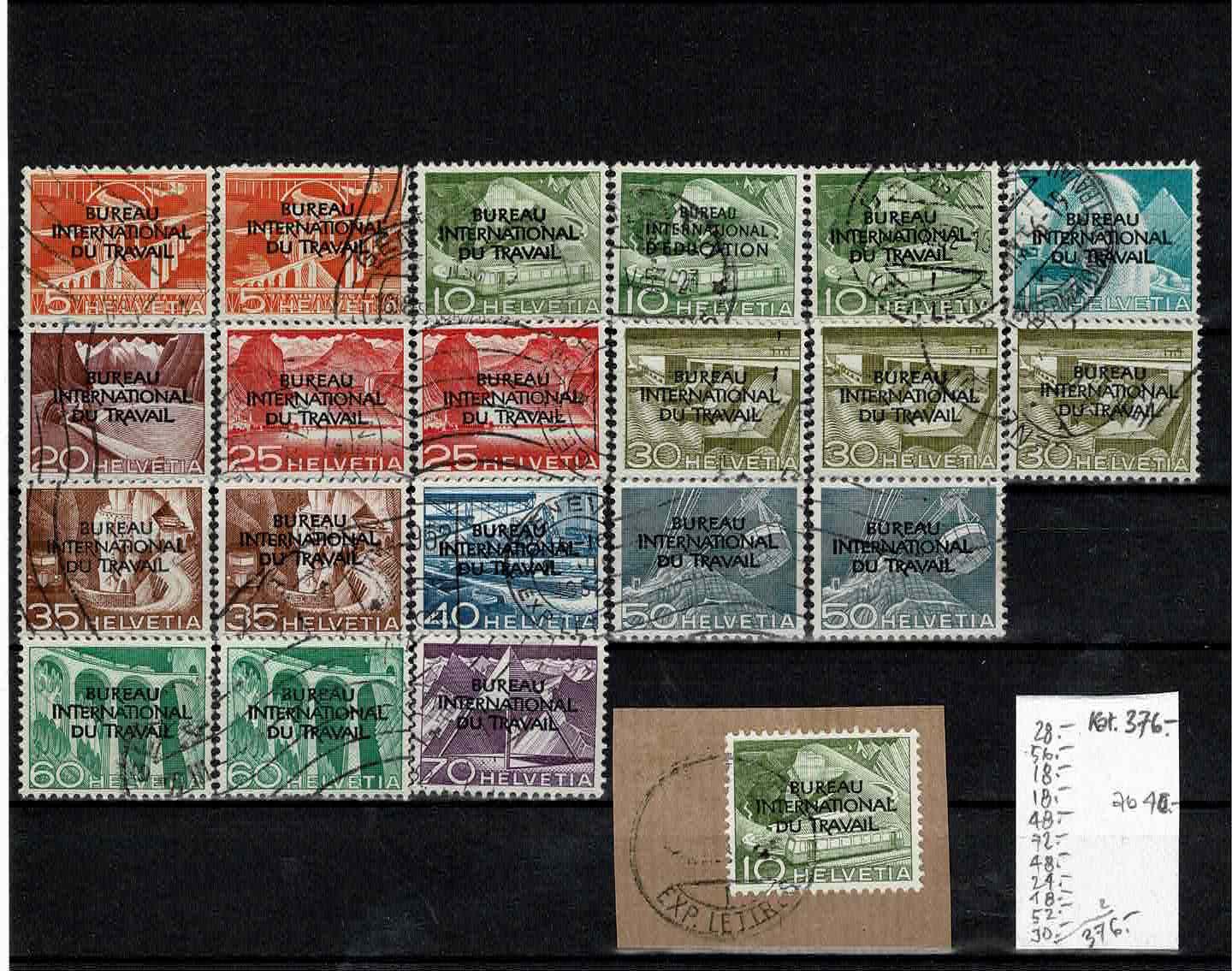 Alle Briefmarken: Genfer Ämter BIT Landsch. und Technik Kat. 376.- – Gebraucht aus Zürich von Bierino