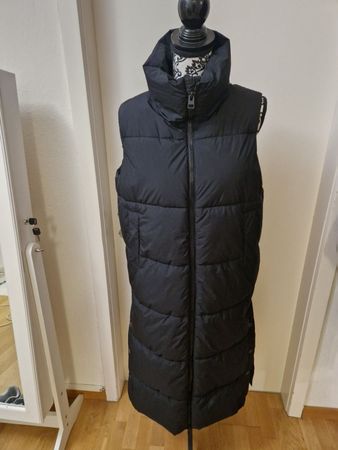 Warme lange Steppweste, Gr.40 , schwarz