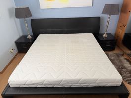 Designer Bettgestell Leder Schwarz Extra large Doppelbett