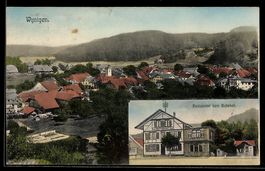 AK Wynigen, Restaurant zum Bahnhof und Totalansicht