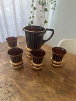 Rare service à liqueur en crystal ambré et doré 60-70’s