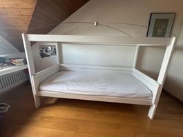 Lifetime Himmelbett 90x200 cm, in weiss mit Rollboden