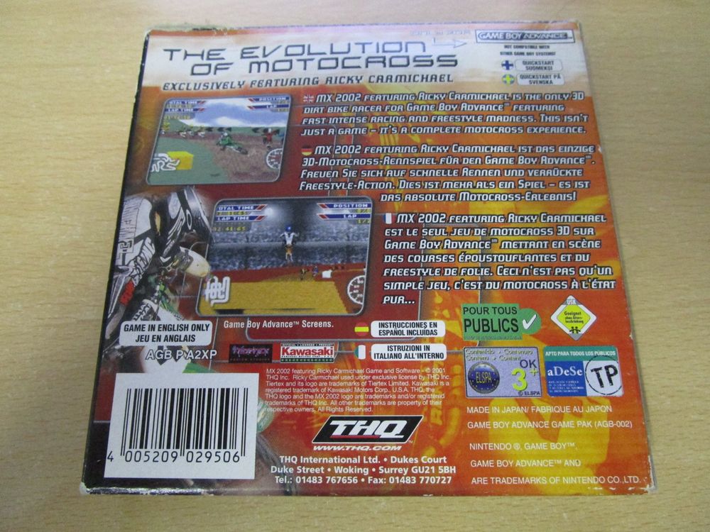 MX 2002 feat Ricky Carmichael Game Boy Advance GBA MX2002 (Gebraucht