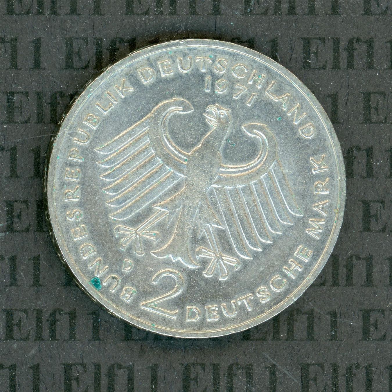 Tutti le monete: DEM___2.00 1971D Adenauer -vz 2 Deutsche Mark – Usato da Widnau venduto da Elf11