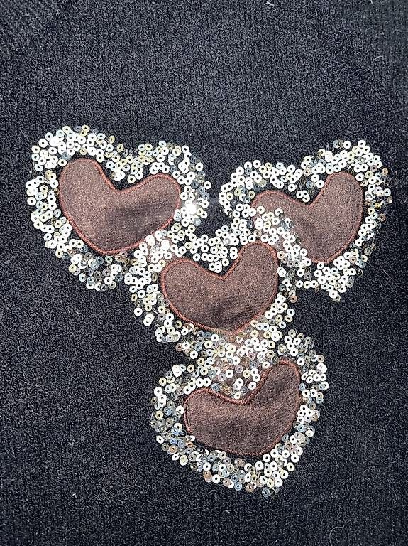 Maglioni & Felpe: Pull noir à curs sequins & velours Manches bouffantes M/L – Usato da Coppet venduto da diablogogo 2