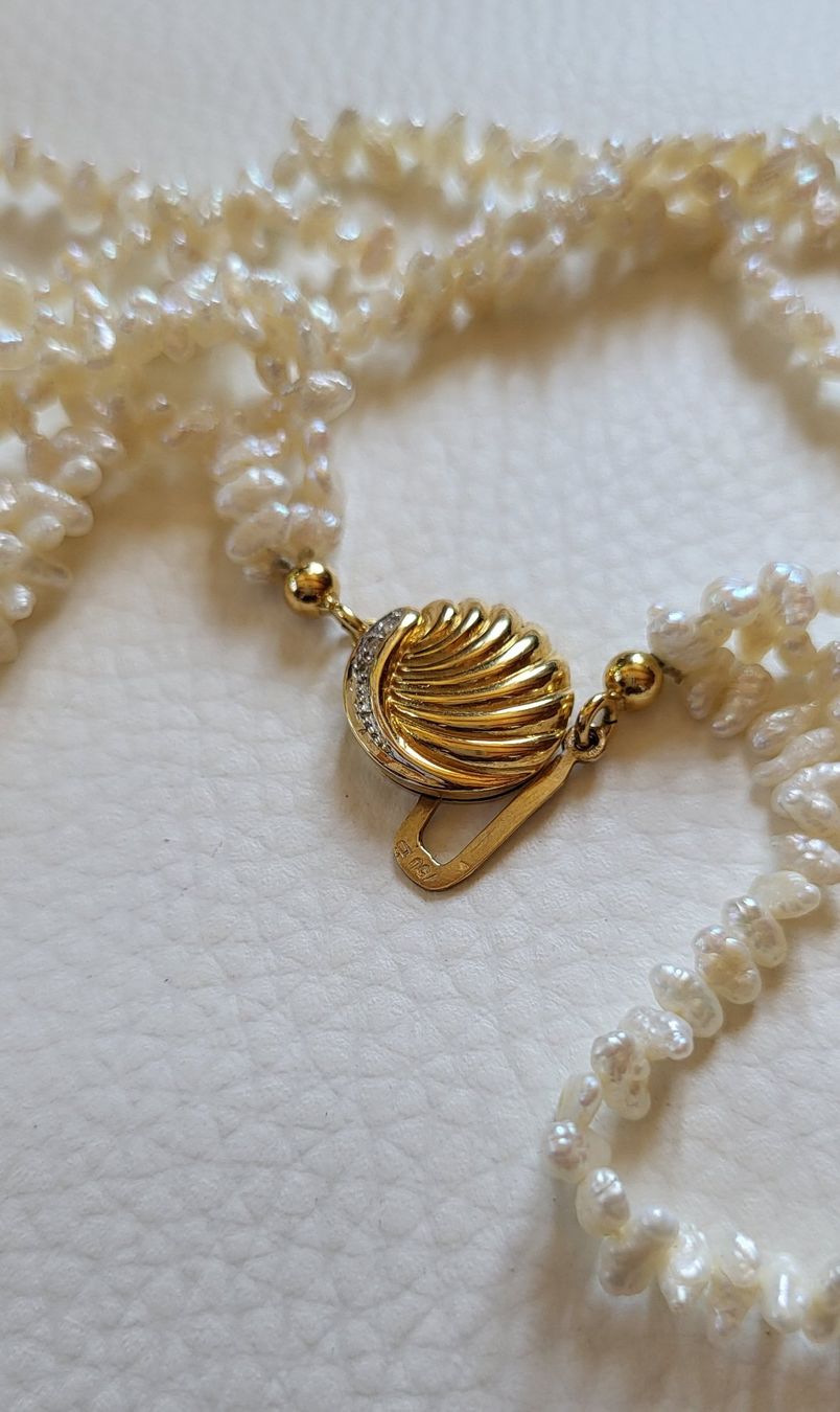 Catenine: Gold 750 Perlen Kette Mit Brillanten – Usato da Wald ZH venduto da Dasilver 3