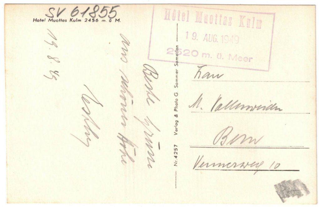 Cartoline postali: St. Moritz - Standseilbahn Muottas Muragl Bergstation – Usato da Binningen venduto da Mountainrider 1